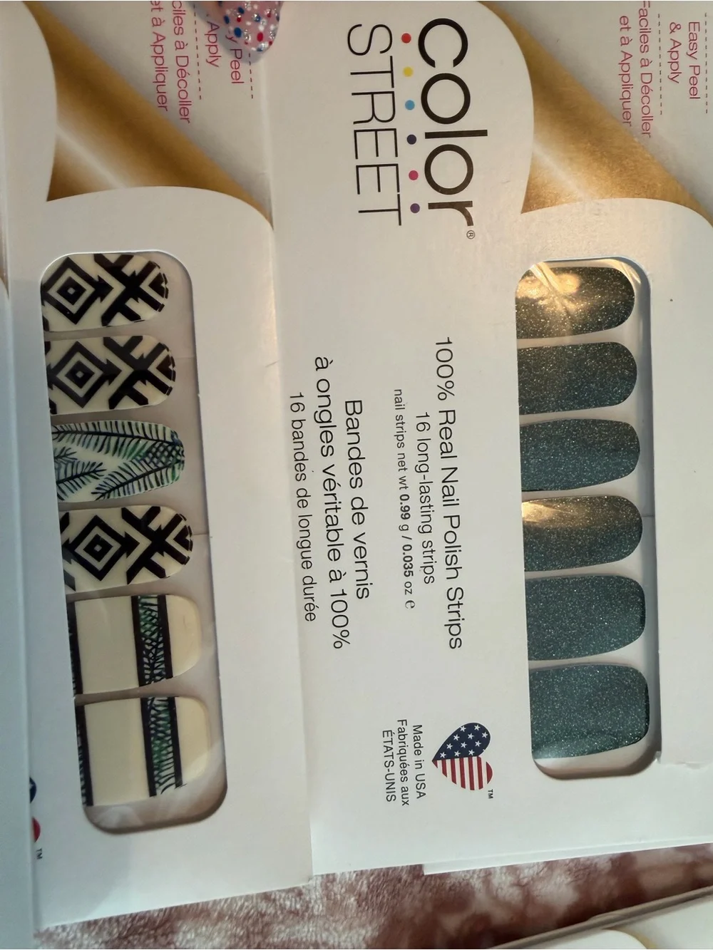 Color Street Glitter Pink, Teal & Black Nail Polish Strips